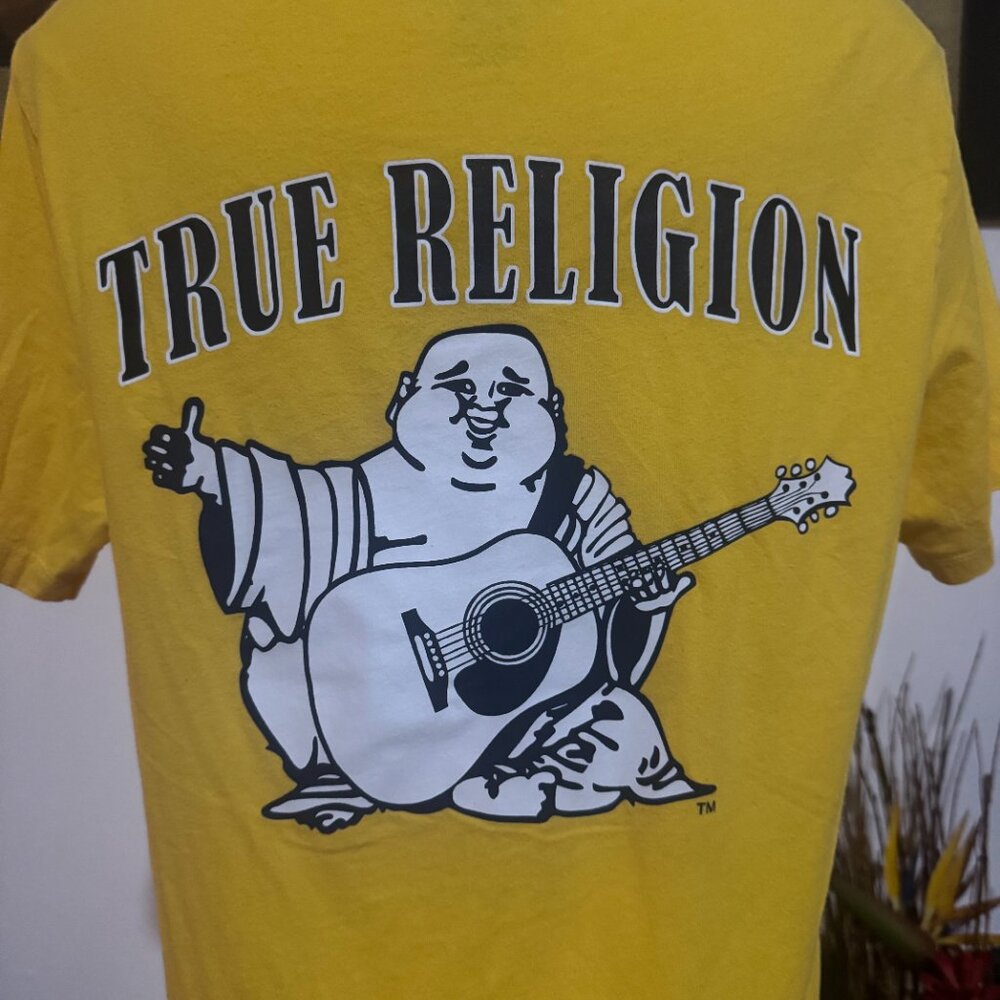 True Religion Buddha Logo Graphic T-Shirt - Yellow (XS) Unisex - Picture 3 of 5